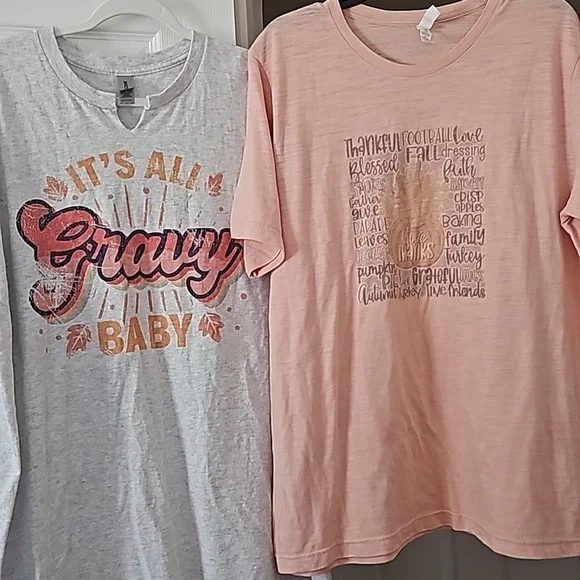 2 fall themed tees, Bella Canvas XL and Gildan 2XL, - Picture 2 of 15